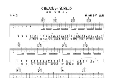 我想离开浪浪山吉他谱大川dietryg调弹唱简单69单曲版 吉他世界