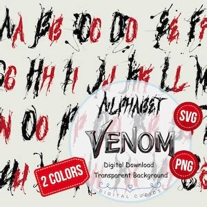 Venom Alphabet Font Svg Png Venom Letters Numbers Movie Themed Font