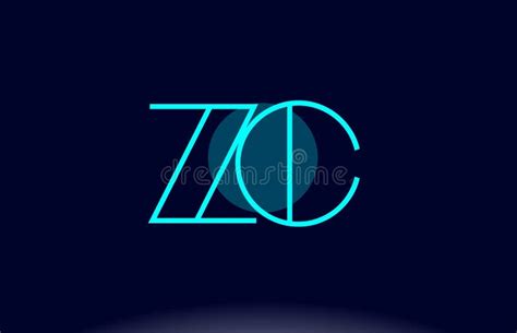 Zc Z C Blue Line Circle Alphabet Letter Logo Icon Template Vector Design Stock Vector