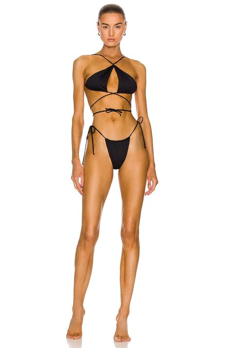 THE ATTICO Cross Front Bikini Set In Black FWRD