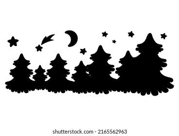 Winter Forest Black Silhouette Design Element Stock Vector (Royalty ...