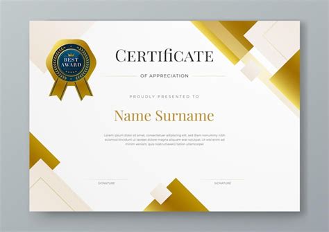 Premium Vector Gold Blue And White Certificate Modern Elegant And