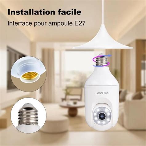 K Mp Ampoule Camera Surveillance Wifi Exterieure Sans Fil Cam Ra