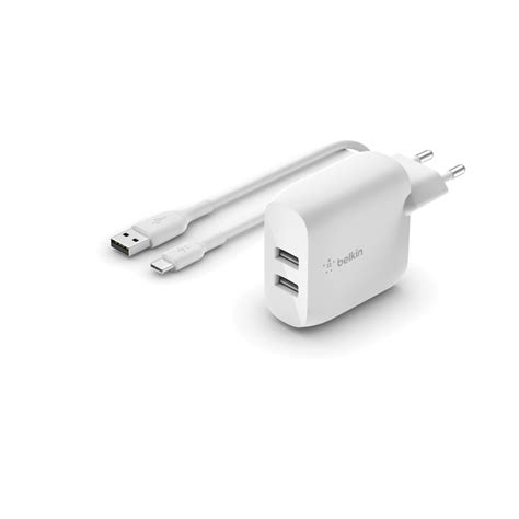 Belkin Laddare Boost Charge Dubbla Usb A W Usb A Till Usb C Kabel