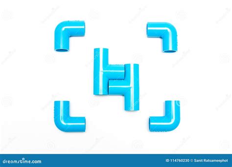 Blue PVC Pipe Fittings on White Background Stock Photo - Image of blue, background: 114760230