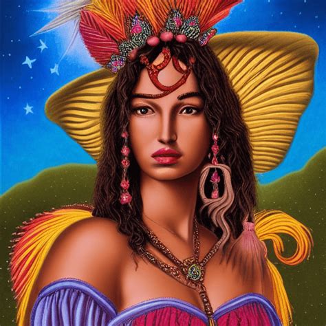 Magical Historical Goddess Venus As Mexican American Fantasy Art