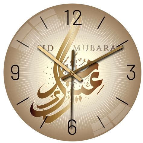 Jam Dinding Kaca Islamik Islamic Wall Clock Glass Silent Wall Clock