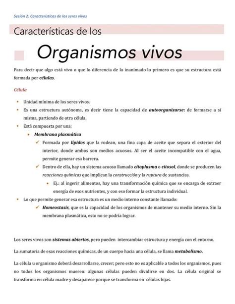 Caracteristicas De Los Seres Vivos Studygram Veterinario Udocz