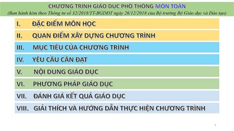 CHƯƠNG TRÌNH GIÁO DỤC PHỔ THÔNG MÔN TOÁN NĂM 2018 video 1 Bộ Giáo