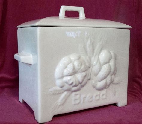 Ceramic Bread Box Traditional European Style White Xl Oos