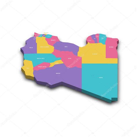 Libia mapa político de las divisiones administrativas distritos