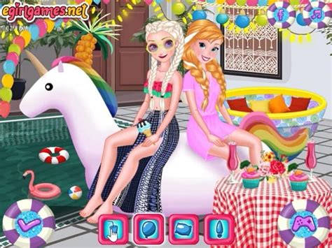 ELSA AND ANNA POOL PARTY online game | POMU Games