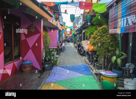 A view of colorful Surabaya neighborhood, Surabaya, East Java ...