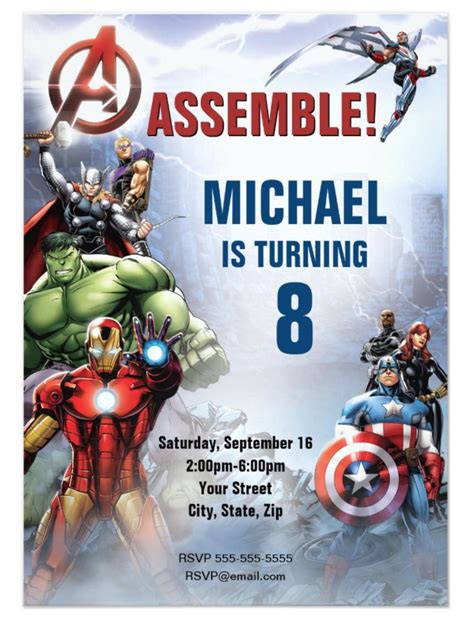 Marvel Avengers Birthday Invitation Zazzle Superhero Birthday