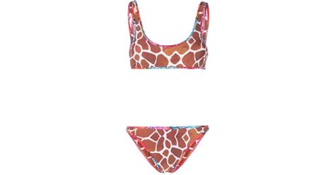 Reina Olga Giraffe Print Bikini In Red Lyst