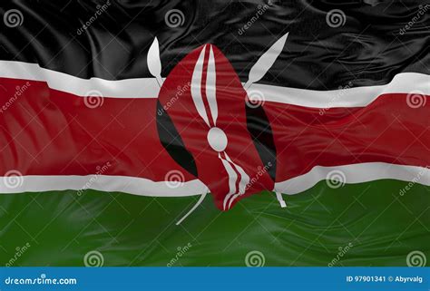 Flag Of The Kenia Waving In The Wind D Render Stock Illustration