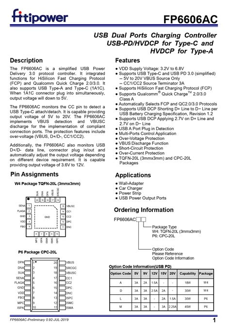 QC PD快充协议芯片FP6606ACAP6