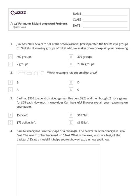 Printable Multi Step Word Problems Worksheets Quizizz