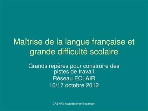 Ppt Ma Trise De La Langue Fran Aise Et Grande Difficult Scolaire