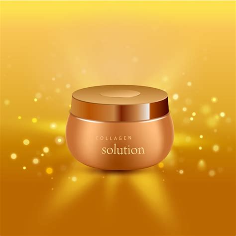 Premium Vector Collagen Solution Intensive Cream Tube Gold Background