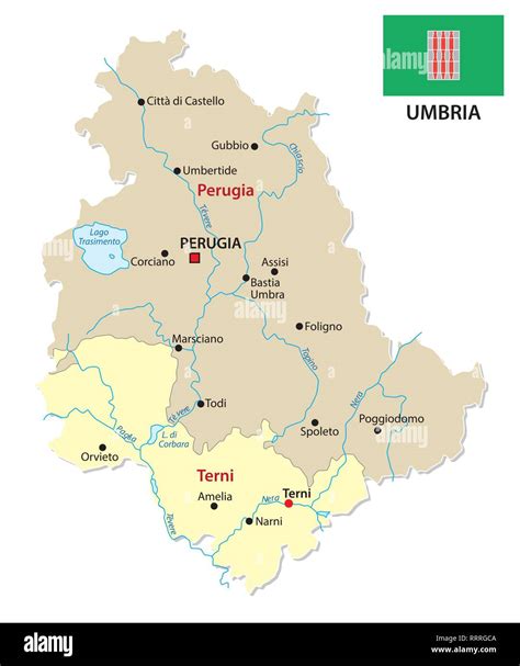 Umbria Administrative And Political Map With Flageps Administrative