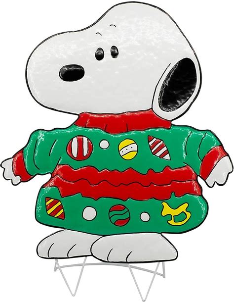 Peanuts Gang 24 Snoopy Ugly Sweater Hammered Metal Christmas Decor For