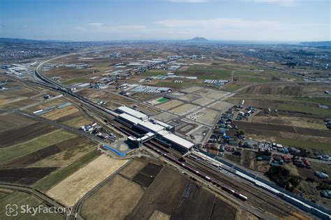 空撮／新函館北斗駅・北海道新幹線（旧渡島大野駅・北斗市市渡）2015春 1 北海道函館市のドローン空撮はスカイファクトリーへ