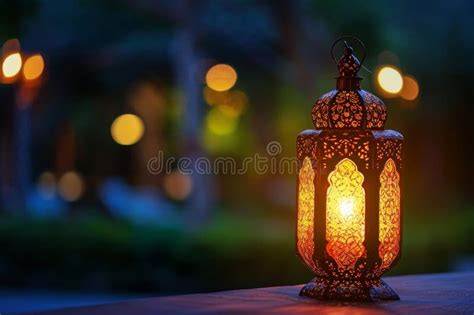 A Lit Lantern Sits On Top Of A Wooden Table Casting A Warm Glow On The