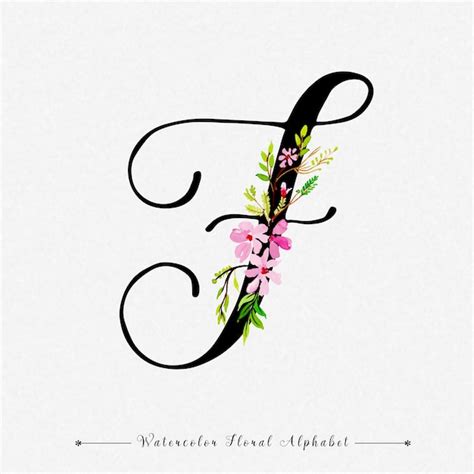 Premium Vector Letter F Watercolor Floral Background