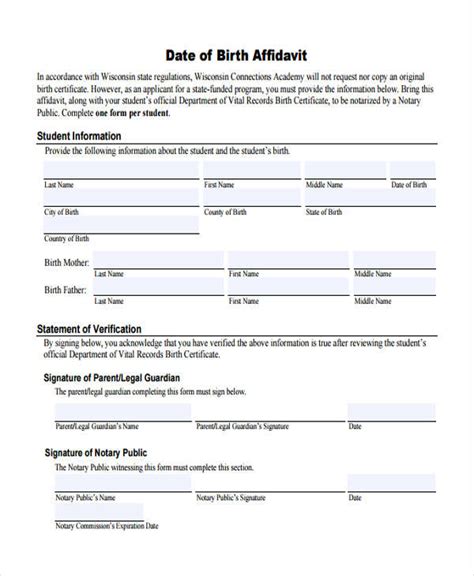 Affidavit Of Birth Template