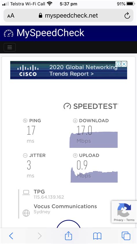 Solved: Speed variance between TPG report and at home speed test? - TPG ...