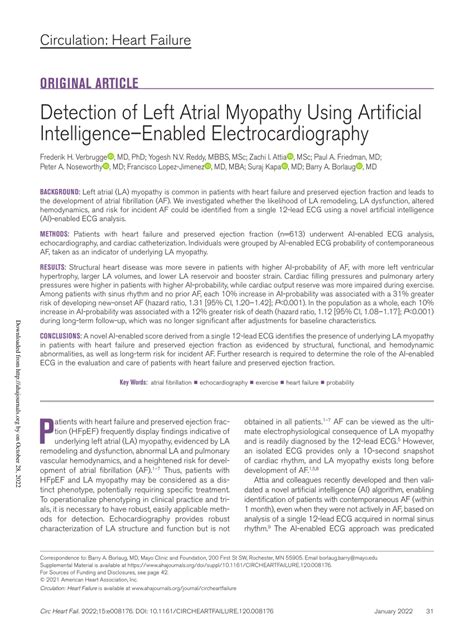 [pdf] Detection Of Left Atrial Myopathy Using Artificial Intelligence