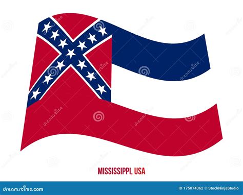 Mississippi Flag Waving Vector Illustration On White Background USA