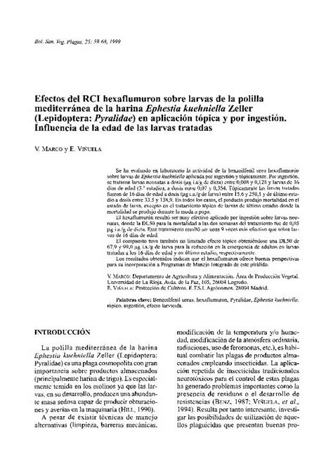 PDF Efectos Del RCI Hexaflumuron Sobre Larvas De La Polilla Bol