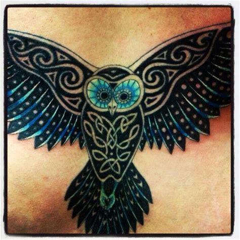 The Owl; my wife's totem animal. | Uiltatoeages, Keltische knopen, Keltisch