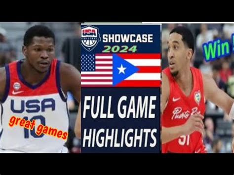 Puerto Rico Vs Usa Full Game Highlights Pre Olympics Warm Up