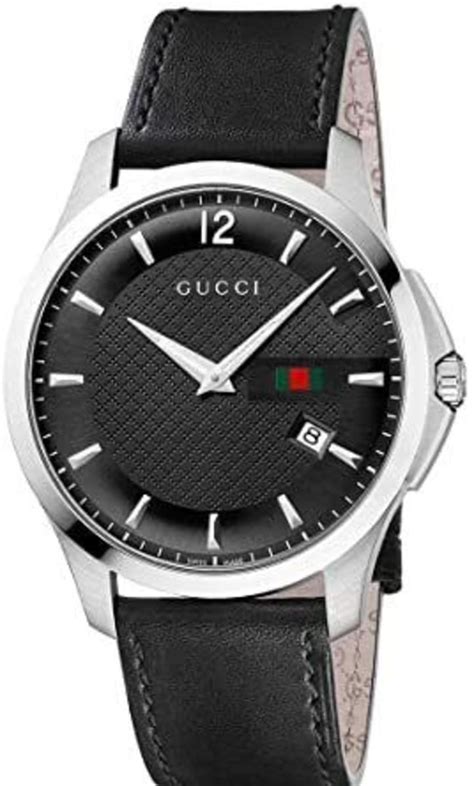 Gucci G Timeless Black Dial Leather Strap Men S Watch YA126304