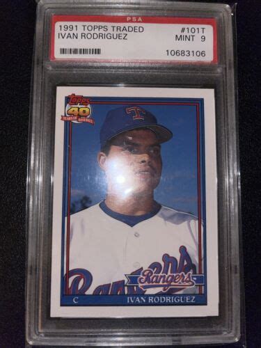 1991 Topps Traded Ivan Rodriguez Rookie Baseball Card 101T PSA 9 Mint