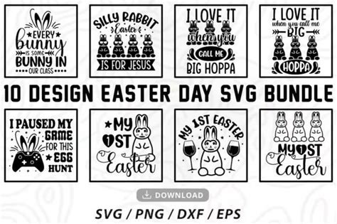 10 Easter Svg Bundle Easter Quotes Svg Graphic By Ya Design Store · Creative Fabrica