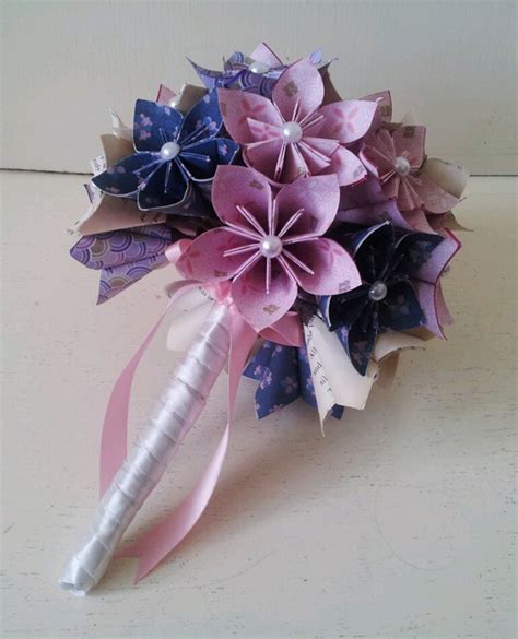 Paper Flower Origami Bridal Wedding Bouquet Daisies Ice Pink Etsy Uk