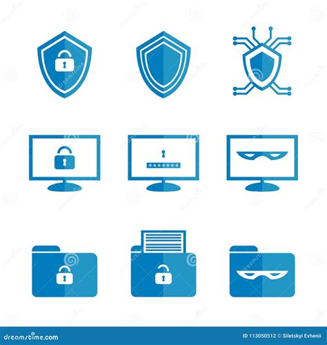 Set Of Icons For Cybersecurity Stock Vector Illustration Of Lock