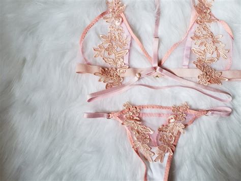 Pink Lace Floral Bralette Pink Lingerie Set Bralette Set Sexy Lingerie Sheer Lingerie Etsy