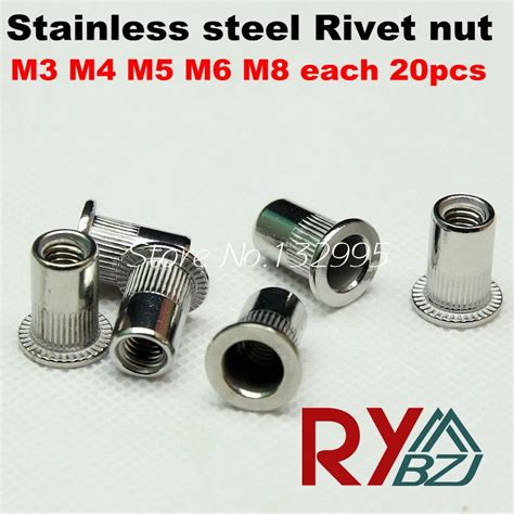 M M M M M Each Pcs Sus Flat Head Rivet Nut Kit Total Pcs