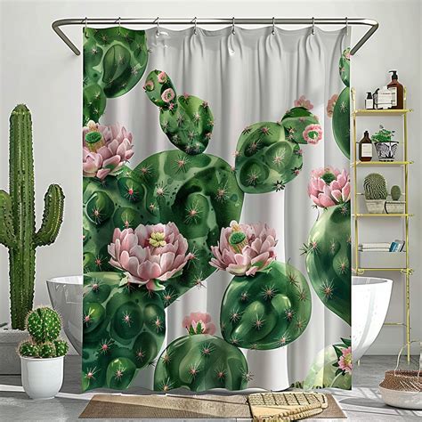 Elevate Your Bathroom With A Unique Cactus Print Shower Curtain