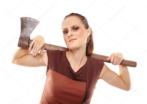 Crazy Girl With Axe Stock Photo By ©xalanx 52371957