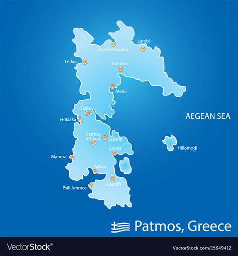 Island Of Patmos In Greece Map Colorful Royalty Free Vector