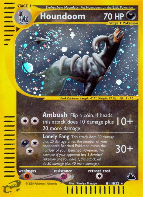 Pokémon e Card Series Skyridge Card H11 Houndoom Standard Holo Arcade