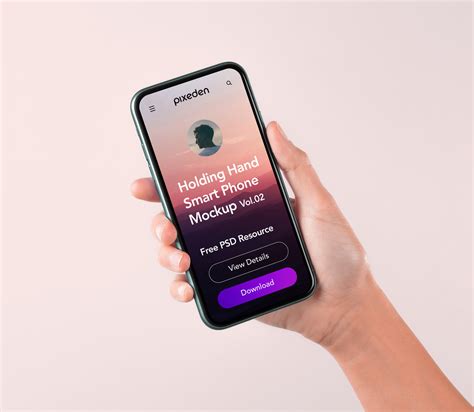 Psd Hand Holding Phone Mockup Pixeden Club