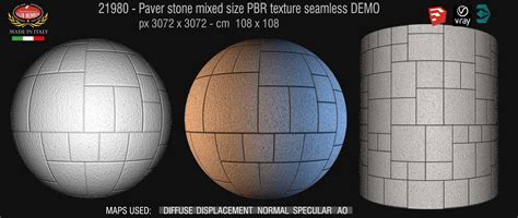 Pavers Stone Mixed Size PBR Texture Seamless 21980