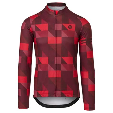 Agu Essential Triangle Stripe Fietsshirt Lange Mouwen Rood Heren Koop